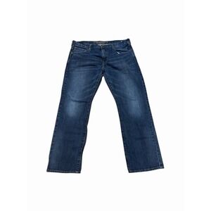 American Eagle Jeans Men 38x30 Relaxed Straight Whiskered Dark Wash Denim Pants